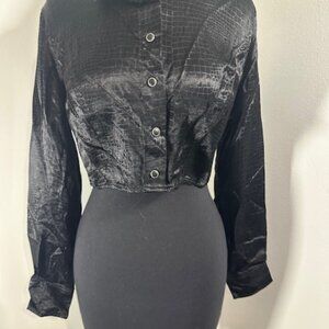 Vintage Guess Black Alligator look Button Up Shirt   8336